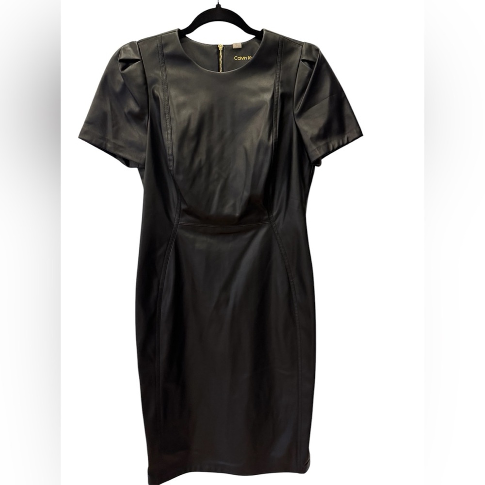 1013 Calvin Klein faux leather dress
